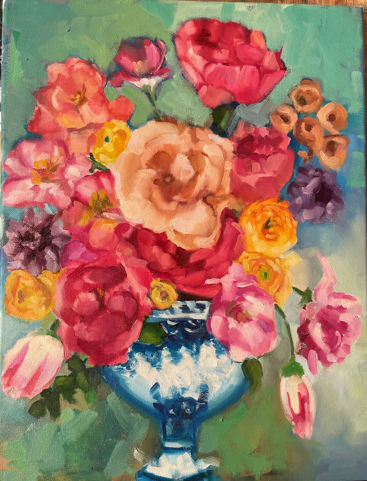 12x16 Color Burst Still Life- Oil painting # realism