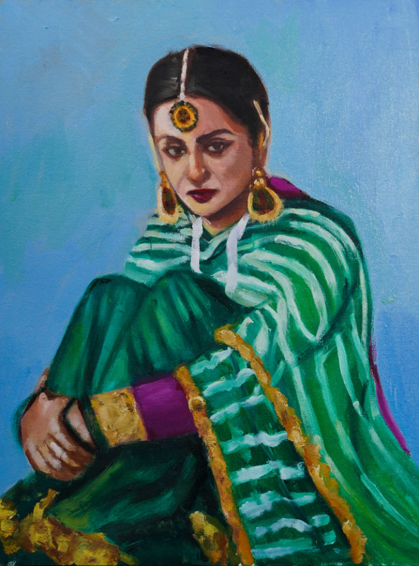 Umrao Jaan Rekha (12X16) Oil on canvas board