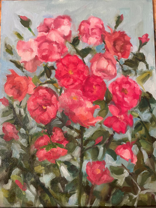 12 X 16 Rose Garden Oil Painting