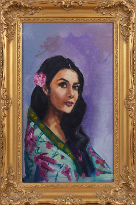11X14 Portrait of a woman in a shawl (oil on canvas board)