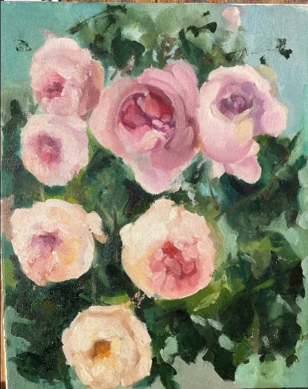 11X14 Purple and Violet Roses Oil on Canvas