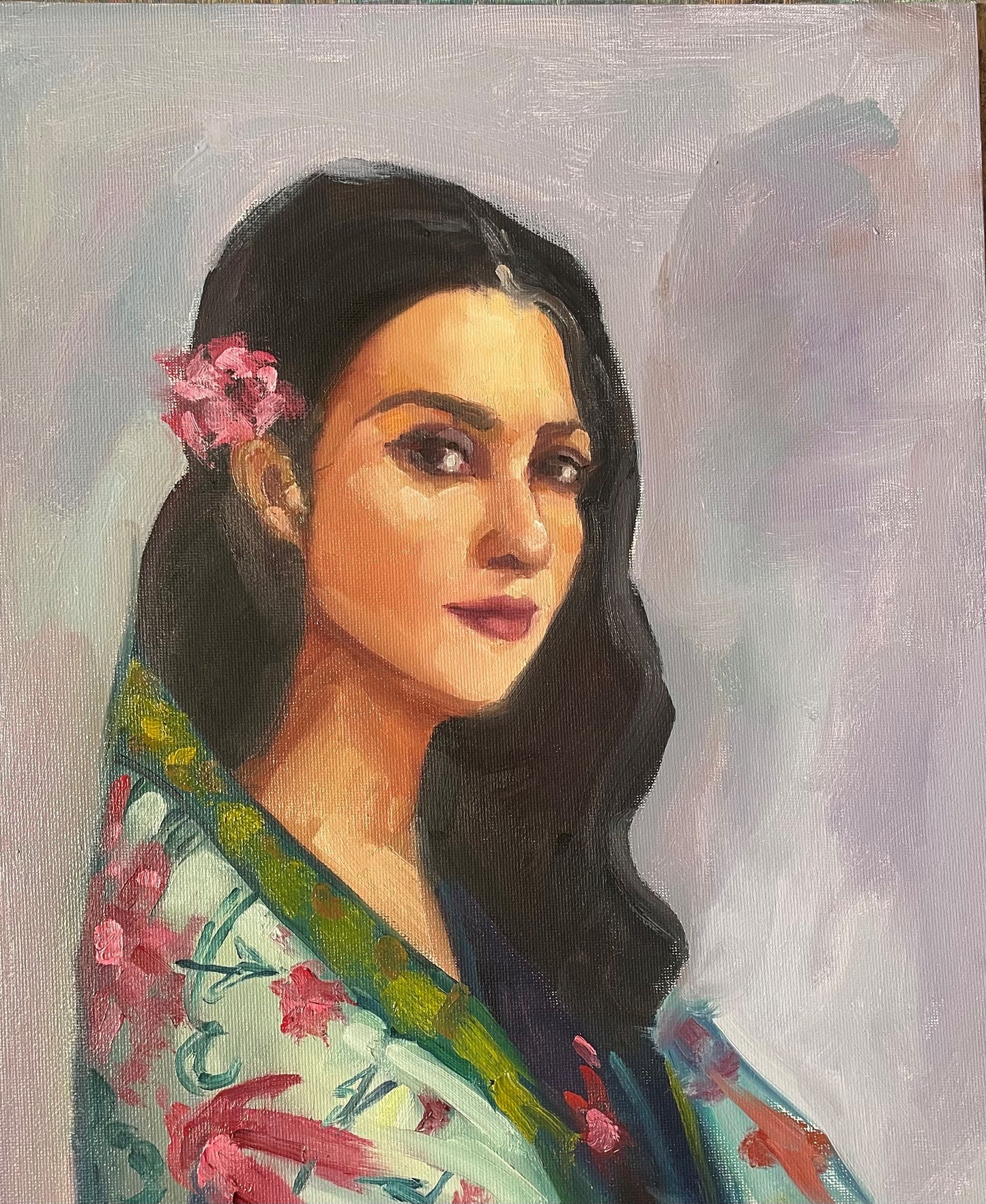 11X14 Portrait of Woman in a colorful Shawl