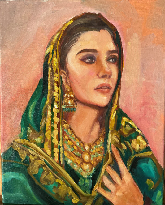 11X14 - Golden Necklace - Oil on canvas