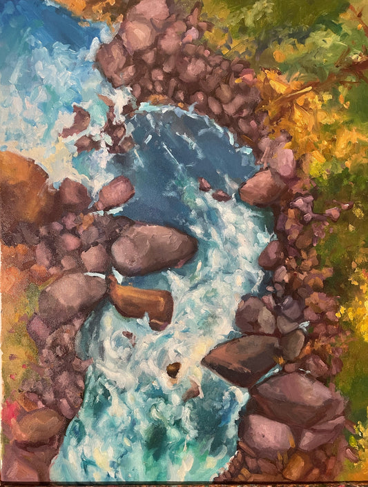 40x30 Glacial River Interlakken Switzerland- Oil on Canvas