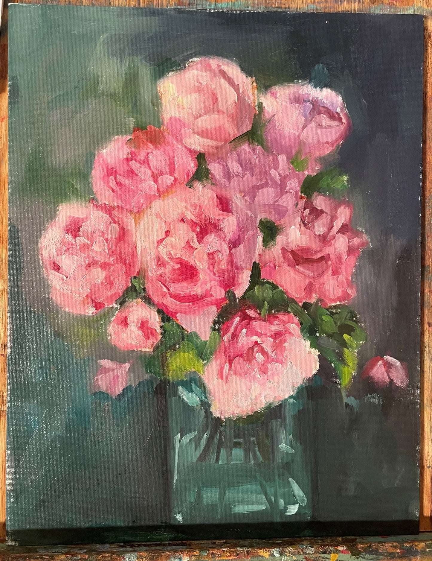 11X14 Peonies in a vase still life- oil on canvas