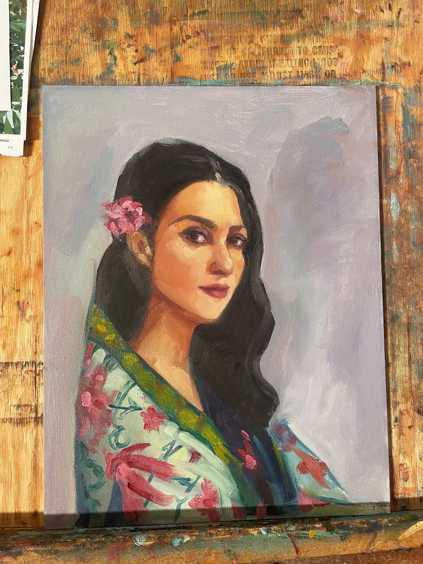 11X14 Portrait of Woman in a colorful Shawl