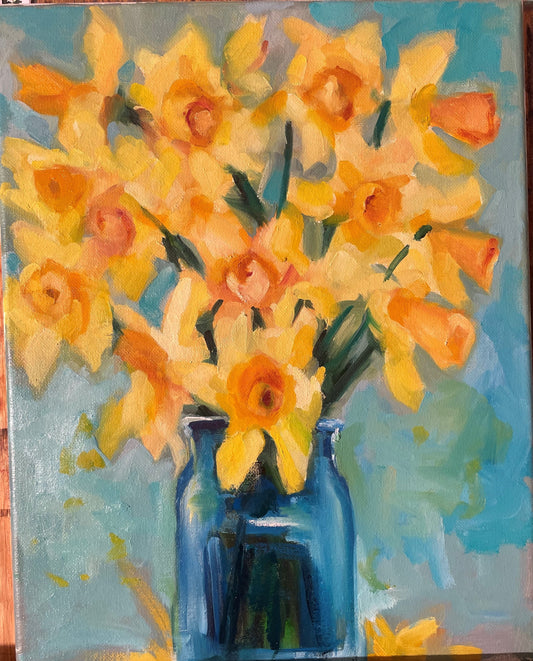 11X14 Yellow Daffodils Oil on Canvas